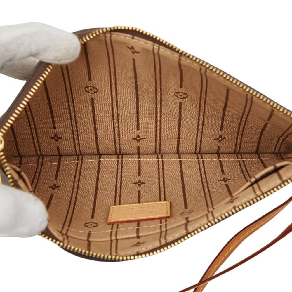 LOUIS VUITTON Brown Monogram Leather Neverfull Pouch - Picture 6 of 8